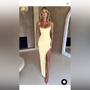 Chic High Slit Yellow Dress